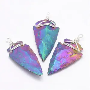 Electroplated Quartz Crystal Big Pendants
