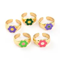 Brass Enamel Cuff Rings