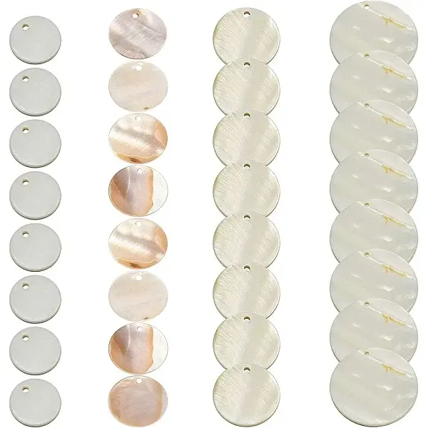 32Pcs 4 Style Natural Shell Pendants