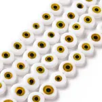 Handmade Evil Eye Lampwork Flat Round Bead Strands