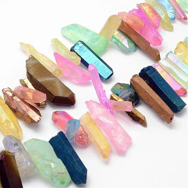 Electroplated Natural Quartz Crystal Bead Strands