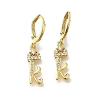 Brass Clear Cubic Zirconia Hoop Earrings
