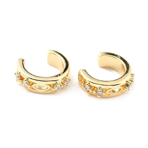 Brass Micro Pave Cubic Zirconia Cuff Earrings