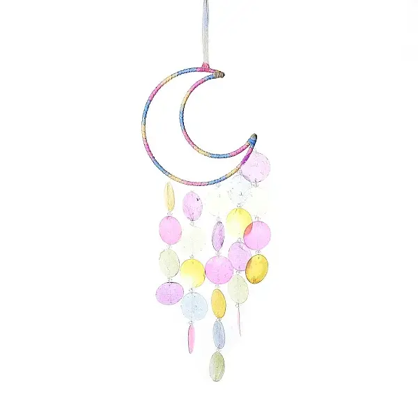 Suede Wrap Iron Moon Hanging Ornaments