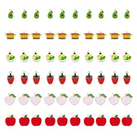 60Pcs 6 Style Alloy Enamel Pendants