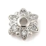 Rack Plating Brass Micro Pave Cubic Zirconia Bead Caps