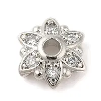 Rack Plating Brass Micro Pave Cubic Zirconia Bead Caps