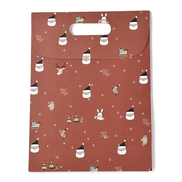 Christmas Themed Pattern Rectangle Kraft Paper Flip Bags