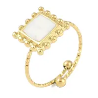 Ion Plating(IP) 304 Stainless Steel Enamel Square Cuff Finger Rings