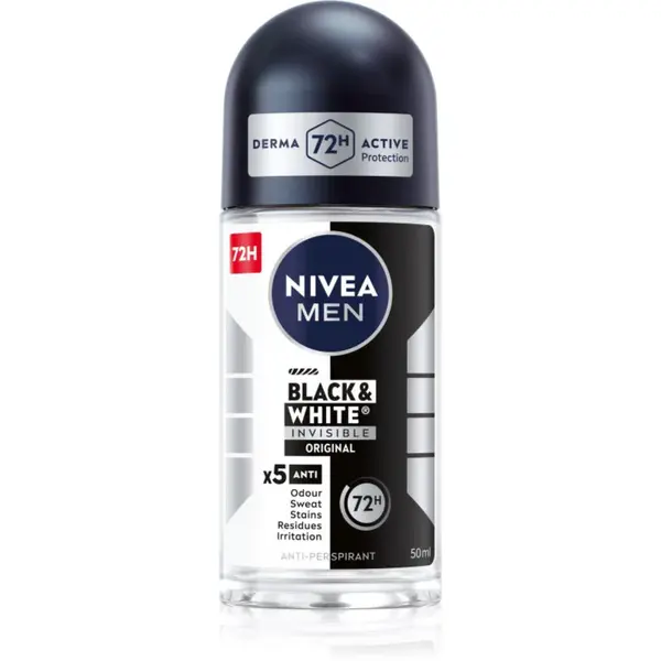 NIVEA MEN Invisible Black & White antiperspirant roll-on pre mužov 50 ml