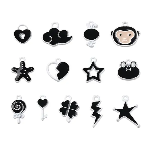13Pcs 13 Style Spray Painted Alloy Enamel Pendants