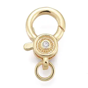 Brass Micro Pave Cubic Zirconia Lobster Claw Clasp