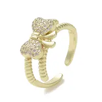 Brass Micro Pave Cubic Zirconia Open Cuff Ring