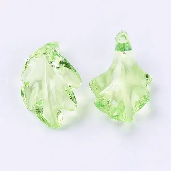 Light Green Transparent Acrylic Leaf Pendants for Chunky Necklace Jewelry