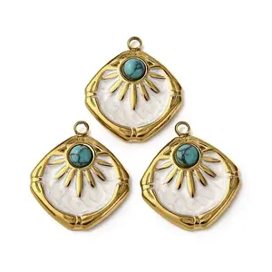 304 Stainless Steel White Enamel Pendants