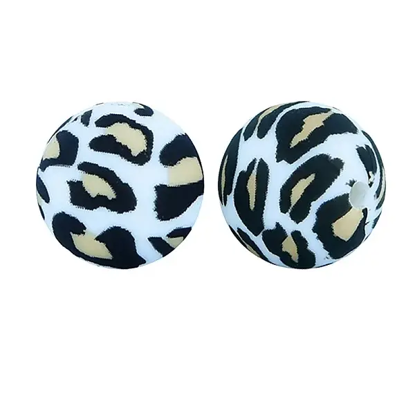 Silicone Beads Loose Silicone Beads Kit Leopard Print Silicone Beads for Keychain Making Bracelet Necklace