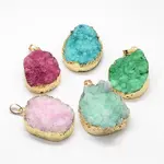 Electroplated Natural & Dyed Druzy Agate Pendants