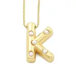 Brass & Plastic Pearl Letter Pendant Box Chain Necklaces for Women