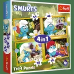 Trefl Puzzle 4v1 Život v šmolkovskej dedinke - puzzle z kategorie 15 - 60 dílků