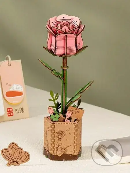 NiXiM Dřevěné 3D puzzle/Růžová růže - puzzle z kategorie 3D puzzle