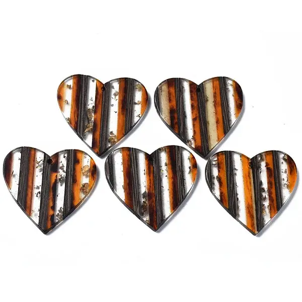 Transparent Resin & Walnut Wood Stripe Pendants