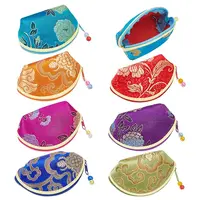 14Pcs 7 Colors Retro Fan-Shaped Cloth Zipper Pouches