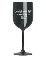 Knihomolská sklenička černá - Po víně umím číst i mezi řádky