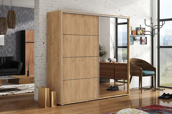 Šatní skříň Ska A12 Barva korpusu: Dub - Craft zlatý, Rozměry: 175 cm, Dveře: Dub - Craft zlatý