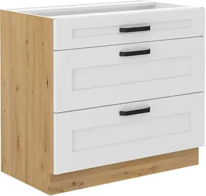 Spodní skříňka Luna 80 D 3S BB - Premium Box Barva korpusu: Dub artisan, Barva dvířek: Bílá