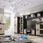 Obývací stěna Leon Barva korpusu: Šedá, Lišta: Wenge, Barva dvířek: Trufla