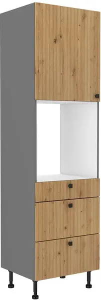 Vysoká skříňka na vestavnou troubu Ava 60 DPS-215 3S1F - Premium Box Barva korpusu: Antracit, Barva dvířek: Dub Artisan