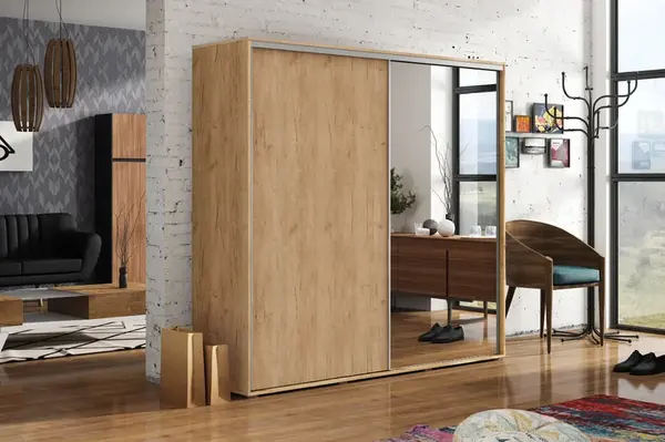 Šatní skříň Ska A20 Barva korpusu: Dub - Craft zlatý, Rozměry: 200 cm, Dveře: Dub - Craft zlatý