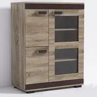 Komoda P9 Barva korpusu: Dub - sonoma, Lišta: Šedá, Barva dvířek: Trufla