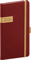 Kapesní diář Twill 2026 bordó-zlatý