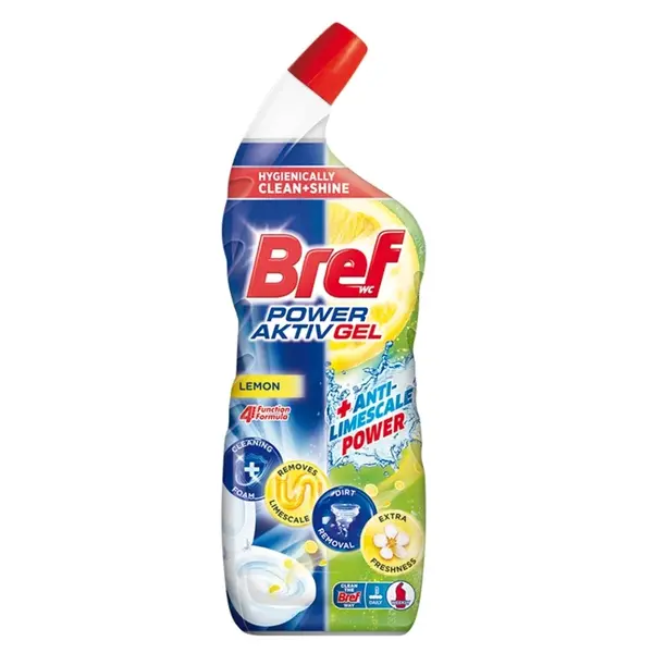 BREF Power Aktiv gel WC čistič Lemon 700 ml