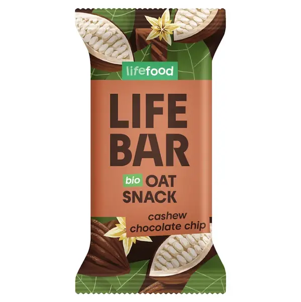 LIFEFOOD Lifebar Oat snack s kešu a kousky čokolády BIO 40 g