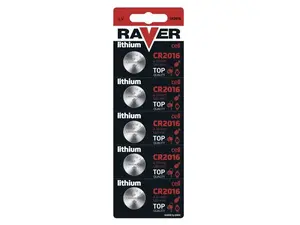 Baterie CR2016 RAVER lithiová  5ks