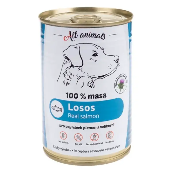 ALL ANIMALS konzerva losos mletý pro psy 400 g