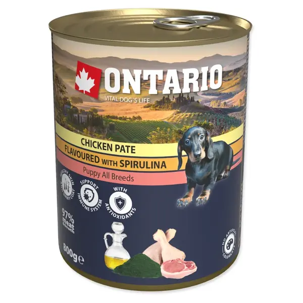ONTARIO Konzerva Puppy kuřecí paté se spirulinou 800 g