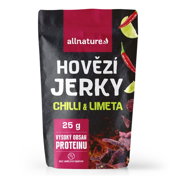 ALLNATURE BEEF Chilli & Lime Jerky sušené maso 25 g
