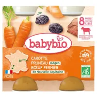 BABYBIO Denní menu Mrkev a sušené švestky s hovězím masem 2x200 g