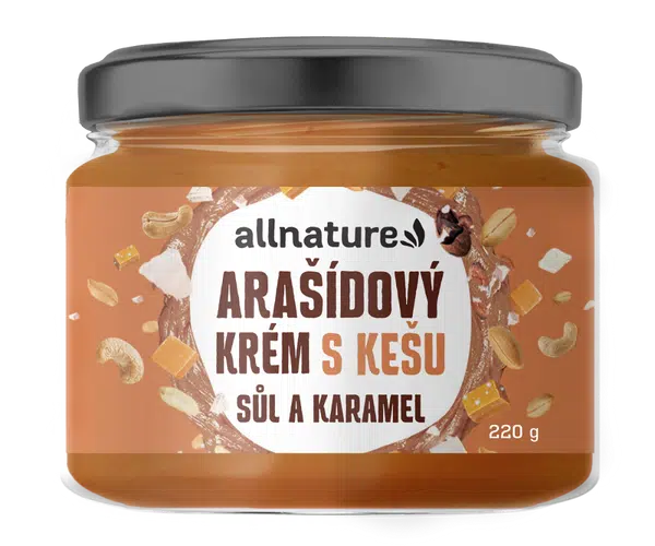 ALLNATURE Arašídový krém s kešu, solí a karamelem 220 g