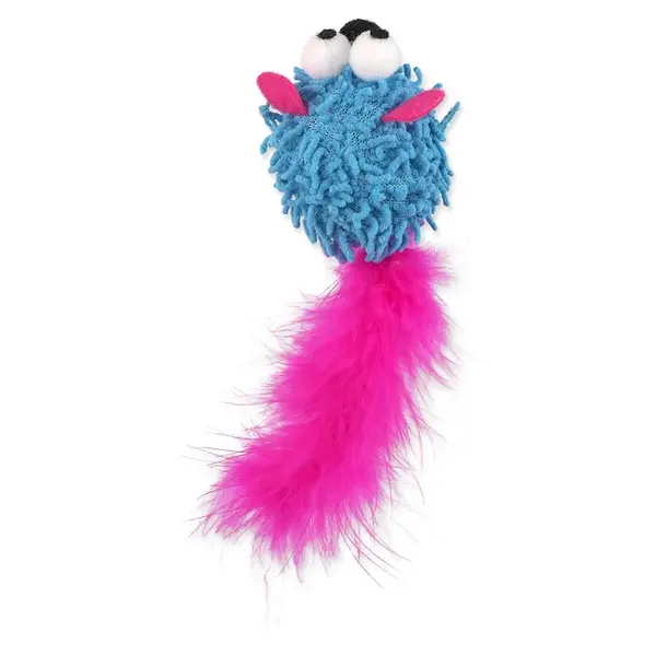 MAGIC CAT Rainbow Relax myš s pírkem a šantou kočičí modrá 6 cm