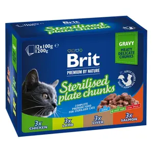 BRIT Premium Sterilised Plate kapsičky pro kastrované kočky 12 x 100 g