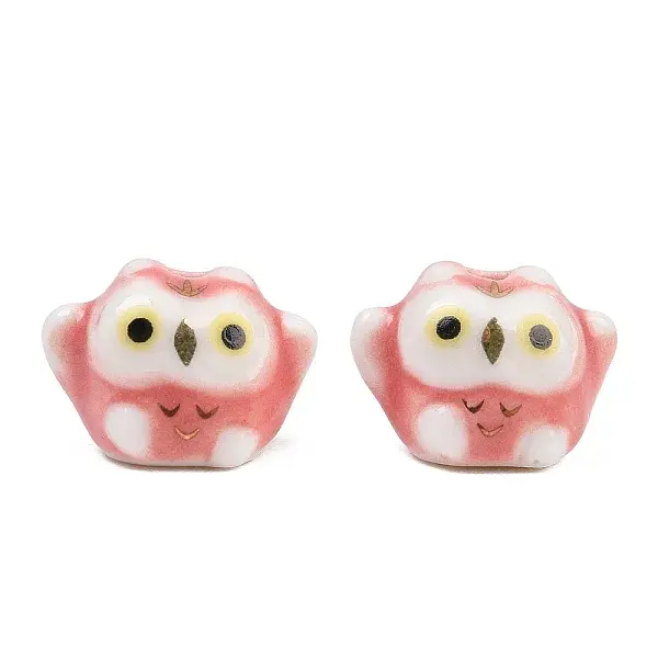 Cute Hand Painted Mini Owl Porcelain Beads