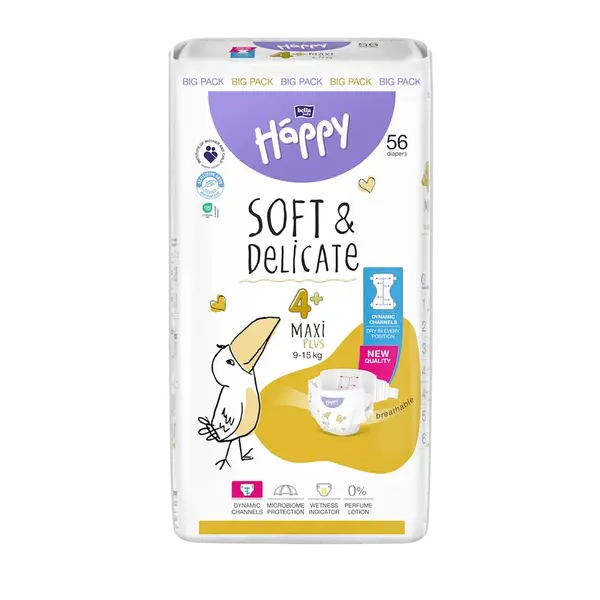 BELLA HAPPY Baby maxi plus 9 - 15 kg 56 kusů