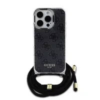 Zadní kryt Guess IML 4G Printed Crossbody popruh pro Apple iPhone 16 Pro Max, černá