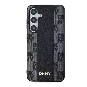 Zadní kryt DKNY PU Leather Checkered Pattern MagSafe pro Samsung Galaxy S24, černá