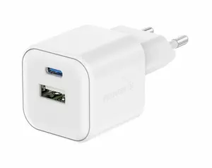 SWISSTEN SÍŤOVÝ ADAPTÉR GaN 1x USB-C 20W PD A 1x USB-A 18W QC BÍLÝ