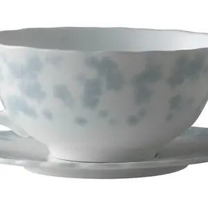 Modrý hrnek na čaj s podšálkem 30 cl kolekce Slåpeblom - Wik & Walsøe